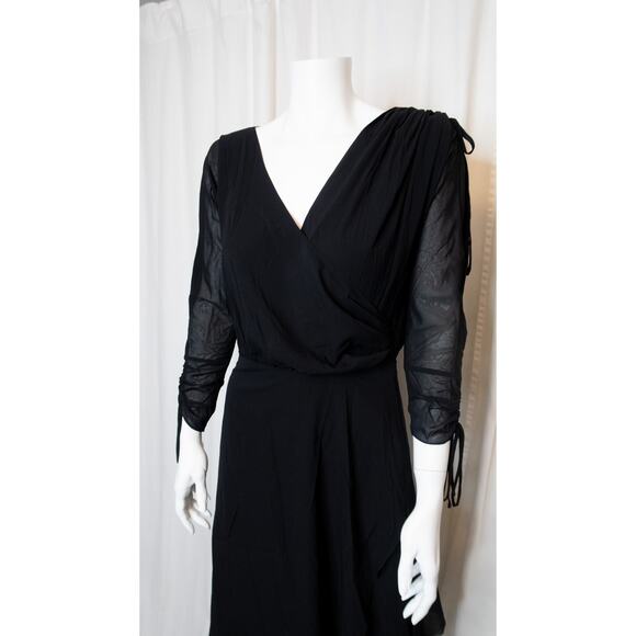 RACHEL COMEY Black Silk Midi 3/4 Ruched Floss Sleeve US 2 - Picture 5 of 13